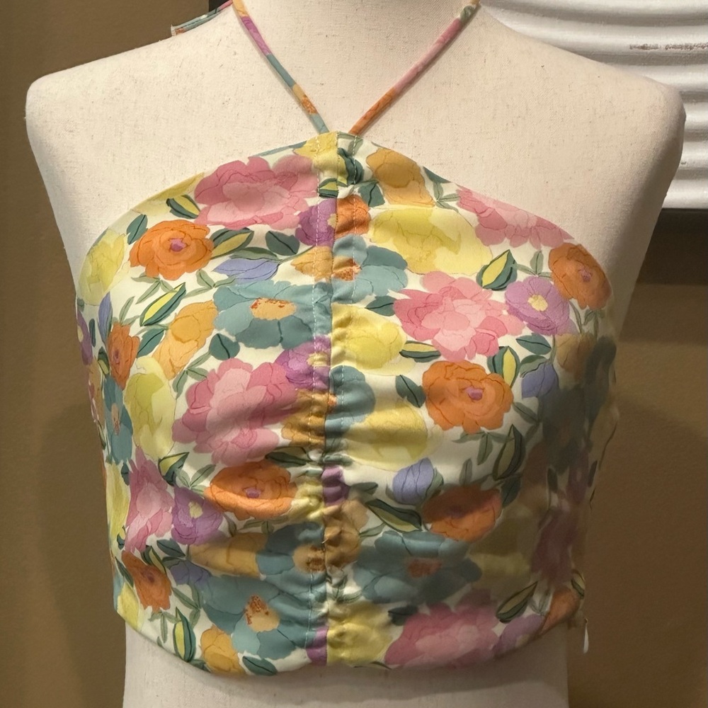 Zara Floral Halter Crop Top~Medium~Excellent Condition!